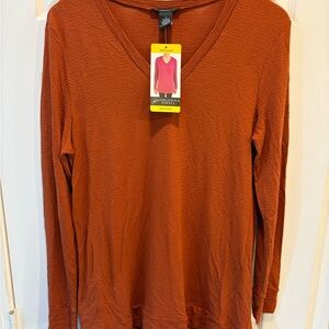 Adrianna Papell Burnt Orange V-Neck Top